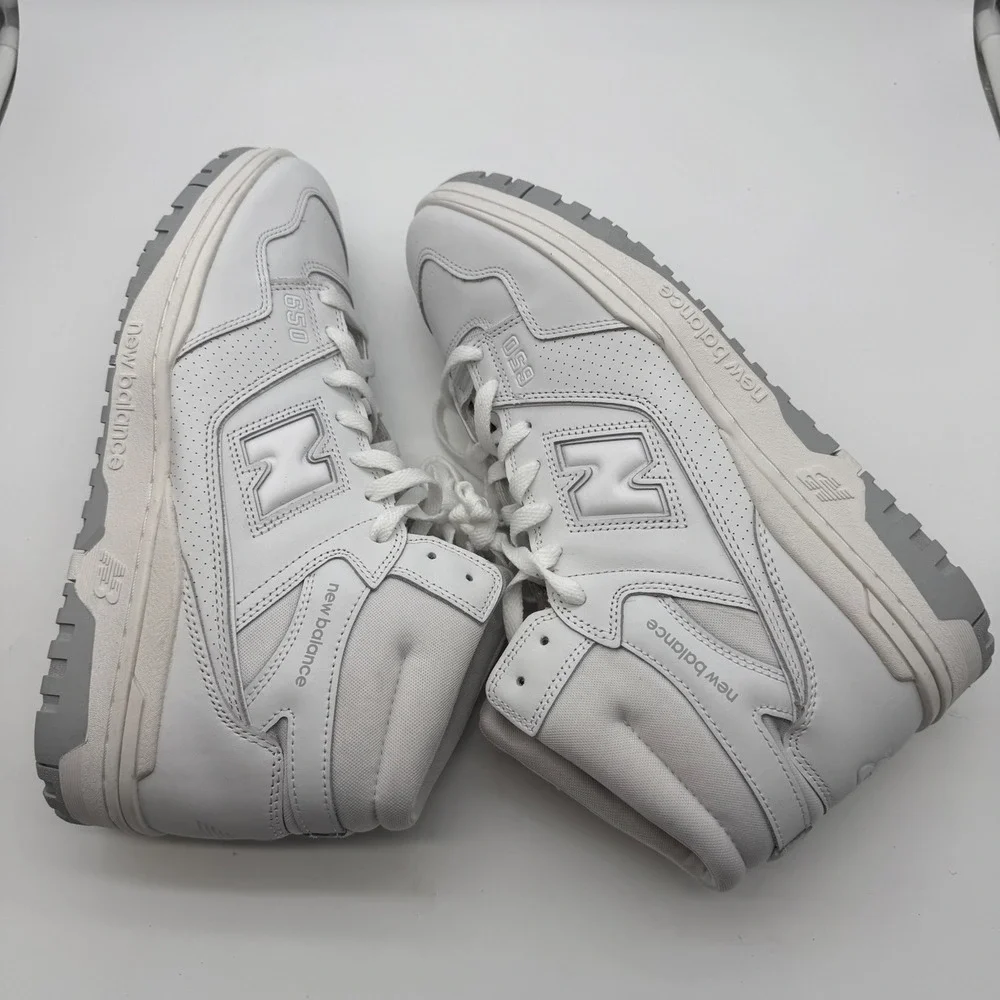 New Balance 650R high top sneakers triple white Leather BB650RWW Mens 13 NEW